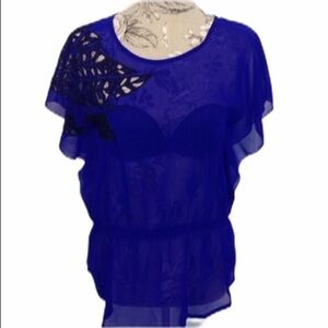 𝅺*sheer Black Cut Out On Shoulder Top S